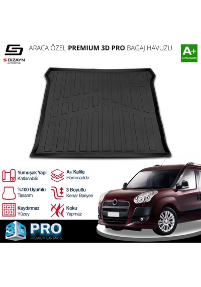 S-dizayn Fiat Doblo Geniş Aile 3d Pro Bagaj Havuzu 2010-2022 A+ Kalite