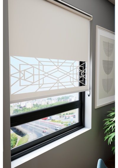 Auralight Lazer Kesim Mat Stor Perde, Lazer Kesimli Klasik Serisi, C-9001 Beyaz Renk