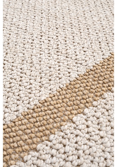 Retro Plain Krem Natural Bordürlü Halı A3234a Natural