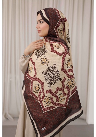 Mimiyum Rüveyda Premium Soft Şal Bordo Bej Çok Renkli