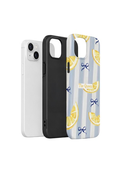 Apple iPhone Uyumlu 15 Vorian Çift Katmanlı Kılıf Queen Lemon Bow