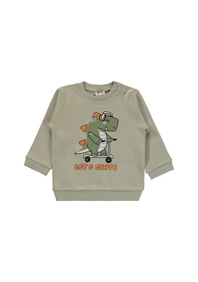 Civil Baby Dinozor Baskılı 6-18 Ay Takım - Haki Koyu Haki