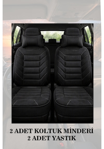 Focus 35 2014 Uyumlu Siyah Renk Premium Lüks 2 Adet Minder Ve Yastık