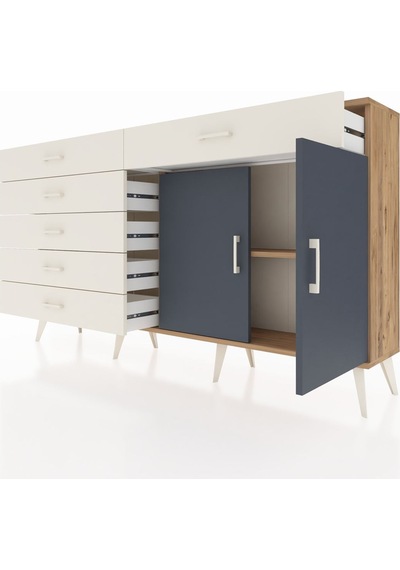 Arges Konsol Tek Raflı 6 Çekmeceli 2 Kapaklı 176x30x99 Çam-antras Çam-antrasit/aytaşı Arges Konsol Tek Raflı 6 Çekmeceli 2 Kapaklı 176x30x99 Çam-antras Çam-antrasit/aytaşı