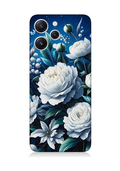 Xiaomi Redmi 12 Uyumlu Yıldız Gibi Açan Çiçekler Desenli Silikon Kılıf Çok Renkli
