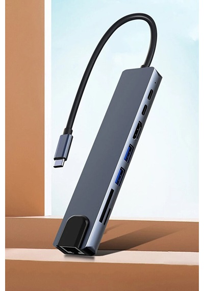 8in1 Type C To Hdmı 4k 2xusb Pd Hızlı Şarj Destekli Sd/tf Kart Ok