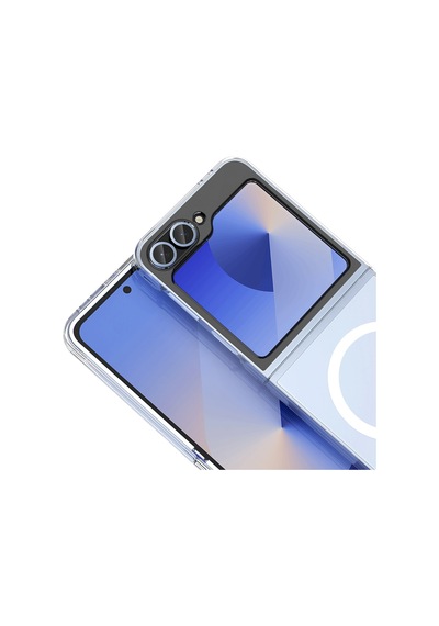 Samsung Uyumlu Galaxy Z Flip 6 Kamera Korumalı M-safe Şarj Özellikli Şeffaf Zore London Sert Pc Kapak - Şeffaf Şeffaf