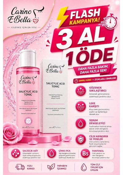 Salicylic Acid Tonik 200 Ml Akne Karşıtı Gözenek Sıkılaştırıcı Tonik