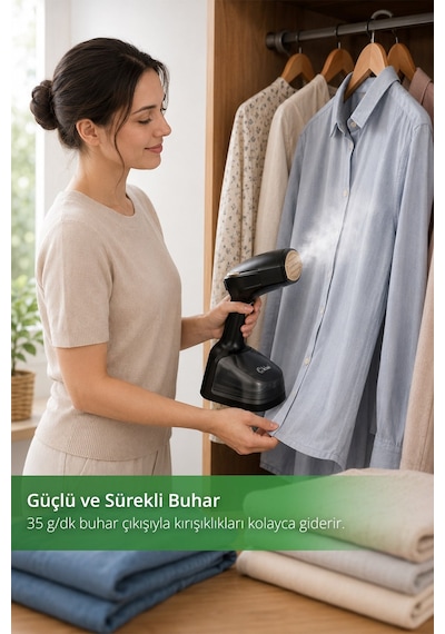 Kiwi Ksı-671 Portatif Buharlı Kırışık Giderici 15 Saniyede Hızlı Isınma 4 Buhar Seviyesi 255 Ml Su Haznesi