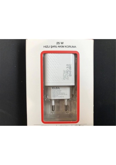 Elba Elb01-25wpd Beyaz 25w Şarj Kafa Type Usb-c Pd3.0-qc4.0 Akım Koruma-hızlı Şarj-ısıya Dayanıklı