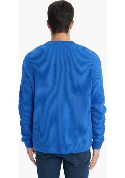 DeFacto Oversize Geniş Kalıp Bisiklet Yaka Basic Düz Triko Kazak B9718AX24SPBE770