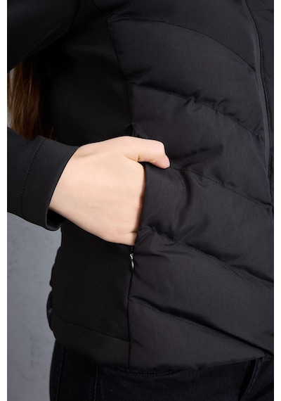 Moda Poni Siyah Kapüşonlu Şişme Mont