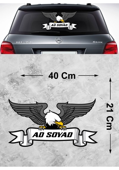 Kartal Karakartal Beşiktaş Kişye Özel Kartal Sticker - Araba Oto Motosiklet Karavan Cam Araç Sticker - 00957 40x21 Cm
