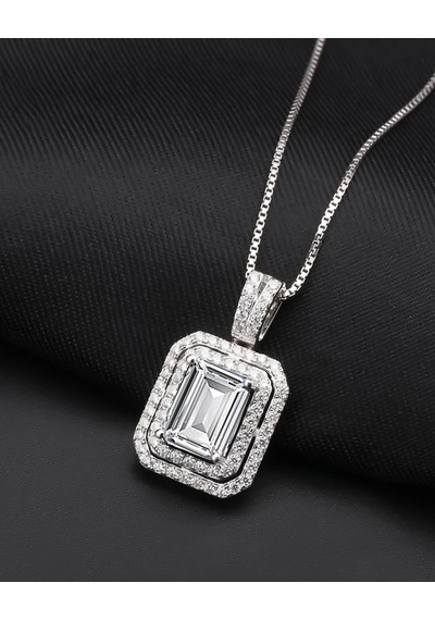 Brezza Lusso Jewelry Beyaz Full Taş Baget Attractive Kadın Kolye Küpe Seti