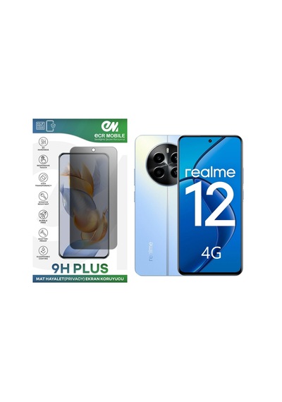 Realme 12 4g Ekran Koruyucu Tam Uyumlu 9h Esnek Nano Kırılmayan Mat Hayalet Privacy