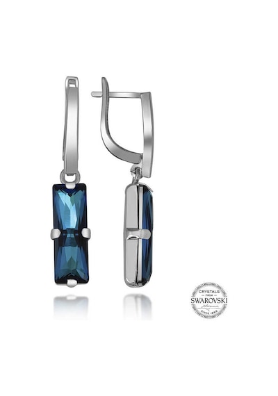 Swarovski Crystal Taşlı Gümüş Mavi Baget Sallantılı Kadın Küpe Diğer
