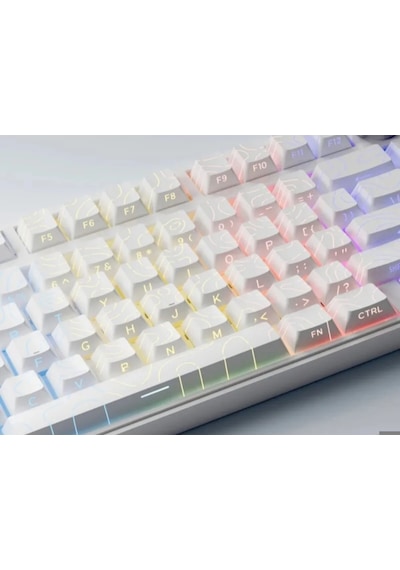Mekanik Klavye Kontur Keycaps Seti- 97 Tuş Şeffaf Rgb Uyumlu Çizgili Tuş Takımı