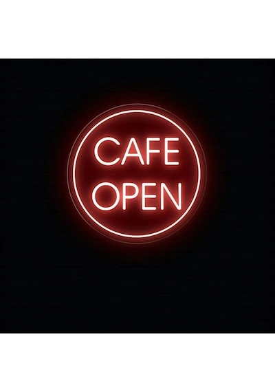 Cafe Open Yazılı Neon Tabela Kırmızı