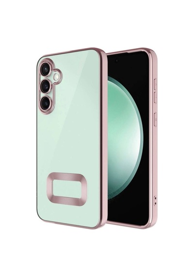 Galaxy S24 Kılıf Kamera Korumalı Logo Gösteren Zore Omega Kapak Rose Gold