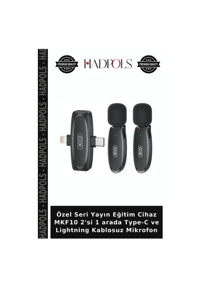 Özel Seri Yayın Eğitim Cihaz Mkf10 2'si 1 Arada Type-c Ve Lightning Kablosuz Mikrofon