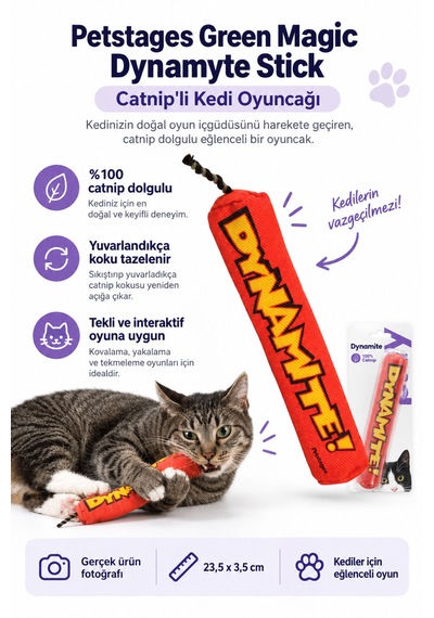 Petstages Magic Dinamit Şeklinde Catnip Li Kedi Çiğneme Oyuncağı