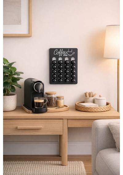 Nespresso & Starbucks Uyumlu Kapsül Kahve Tutucu Stand Coffee Time Mdf Duvar Organizer 32 Kapsül Diğer