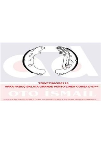 TRW GS8719 KAMPANA BALATA LINEA 07- FIORINO 08- QUBO 08- PUNTO EV