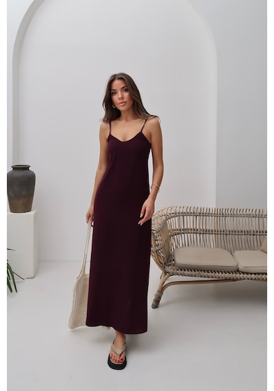 Paw Garage Kadın Hazel Bordo İp Askılı Ayrobin Maxi Yazlık Elbise Bordo