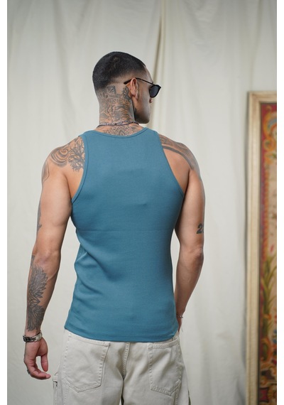 Slim Fit Kaşkorseli Esnek Düz Erkek Sporcu Atlet Petrol