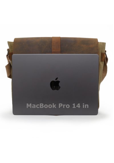 Dark Cotton 7503 Hakiki Deri Kapaklı Suya Dayanıklı Mumlu Kanvas 15 Laptop, Okul, Evrak Seyahat Çantası Camel