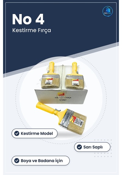 Boya Fırçası Robot Yağlı No 4 Kestirme Sarı Saplı Badana Duvar Ev