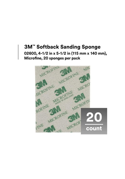 3m Softback Zımpara Süngeri 02600, 4 1/2 X 5 1/2 Inç, 20'li Paket