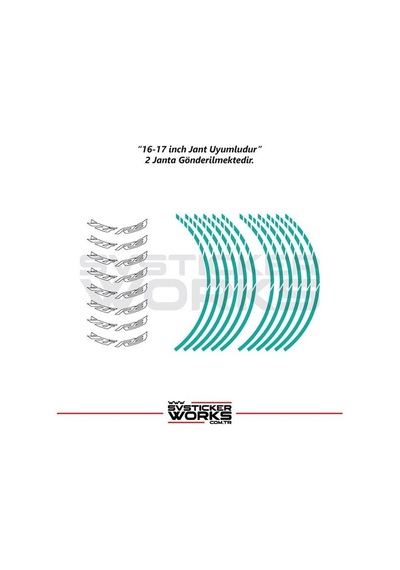 Yamaha Yzf-r3 Yazılı Jant Sticker Dış Ve İç Set Sticker Jant Şeridi Turkuaz 72575475
