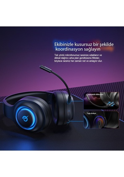 Ayrex Heroad V200 Rgb 7.1 Kablosuz Gaming Oyuncu Kulaklığı 3 Modlu Bt, 2.4ghz, Type-c Pc - Ps5