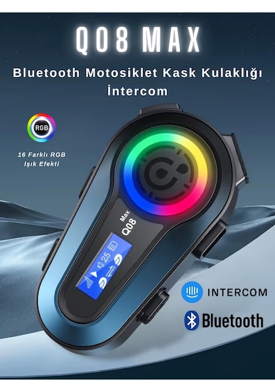 Wearfitpro Q08 Max Rgb Işık Efektli İntercom Bluetooth Motosiklet Kask Kulaklığı İntercom Kulaklık