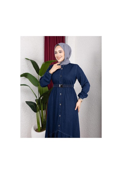 Hb Harma Time Butik Kadın Düğmeli Kuşaklı Denim Koyu Kot Mavi Elbise Koyu Mavi Koyu Mavi Hb Harma Time Butik Kadın Düğmeli Kuşaklı Denim Koyu Kot Mavi Elbise Koyu Mavi Koyu Mavi