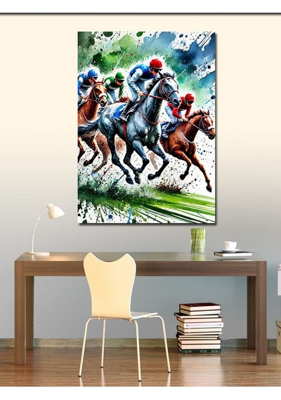 Kanvas Tablo Yarış Atları Ve Jokeyler 50cmx70cm