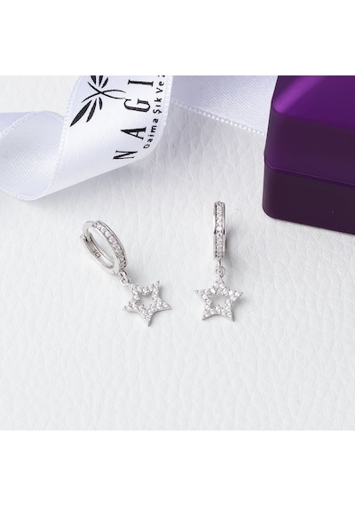Yıldız Model Zirkon Taşlı 925 Ayar Gümüş Kadın Küpe Gümüş