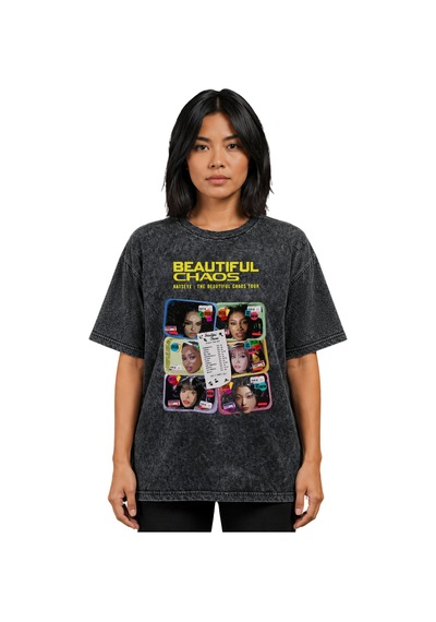 Sevbano Beautiful Chaos Katseye K-pop Müzik Grubu Baskılı Unisex Oversize Siyah
