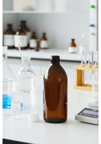 Afracam Yuvarlak Amber 200 Ml Siyah Plastik Kapaklı Cam Şişe