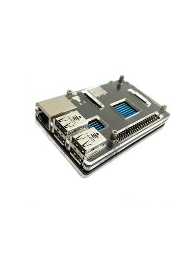 Raspberry Pi 2 Şeffaf Siyah Metal Vidalı Kutu
