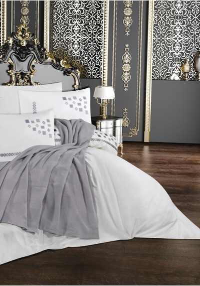 Goldroom Ahenk 7 Parça Pamuklu Pike Takımı. Gri