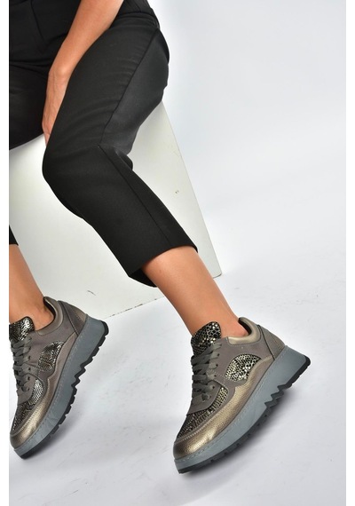 Fox Shoes V820720309 Gri Kalın Tabanlı Spor Ayakkabı Sneakers Gri