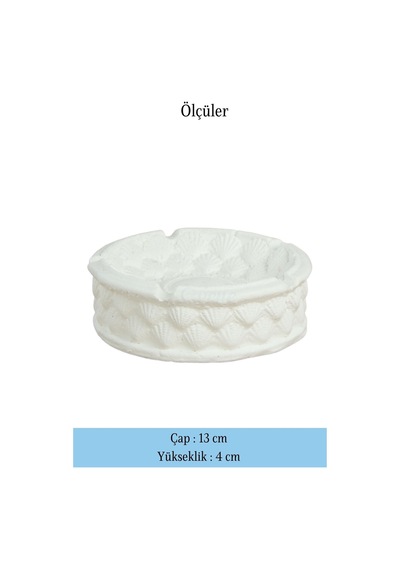 Küllük Gümüş Eskitme Renk Kül Tablası Dekoratif Küllük İstiridye Model - Beyaz