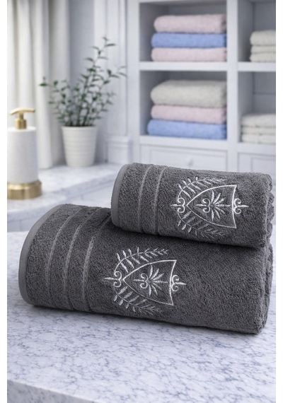 Özdilek Soft Leaf Best Set Hamam Takımı Pembe-antrasit Çok Renkli