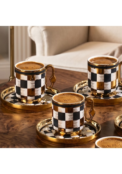 Perotti 16992-1 Rose Dama 6 Kişilik Porselen Fincan Seti 12 Parça Türk Kahvesi Fincanı Takımı-90ml Çok Renkli