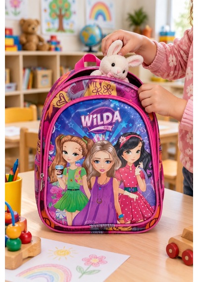 Wilda Girl Anaokulu Okul Çantası Çocuk Sırt Çantası Günlük Okul Kullanımı 30 X 22 X 13 Cm Çok Renkli