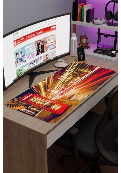 London Londra İngiltere 2 V3 90x40 Xxl Gaming Kauçuk Kaymaz Taban Mouse Pad Fare Altlığı