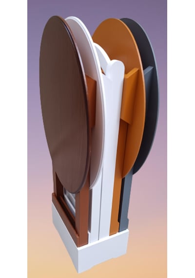 Çanta Zigon Sehpa Oval Dörtlü Model Ahşap Mdf Gri,ceviz,beyaz Ve Hardal Renk Uyumu El Yapımı