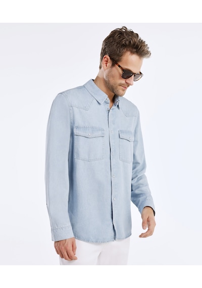 Yargıcı Denim Gömlek 25yegm6004x 485 Mavi